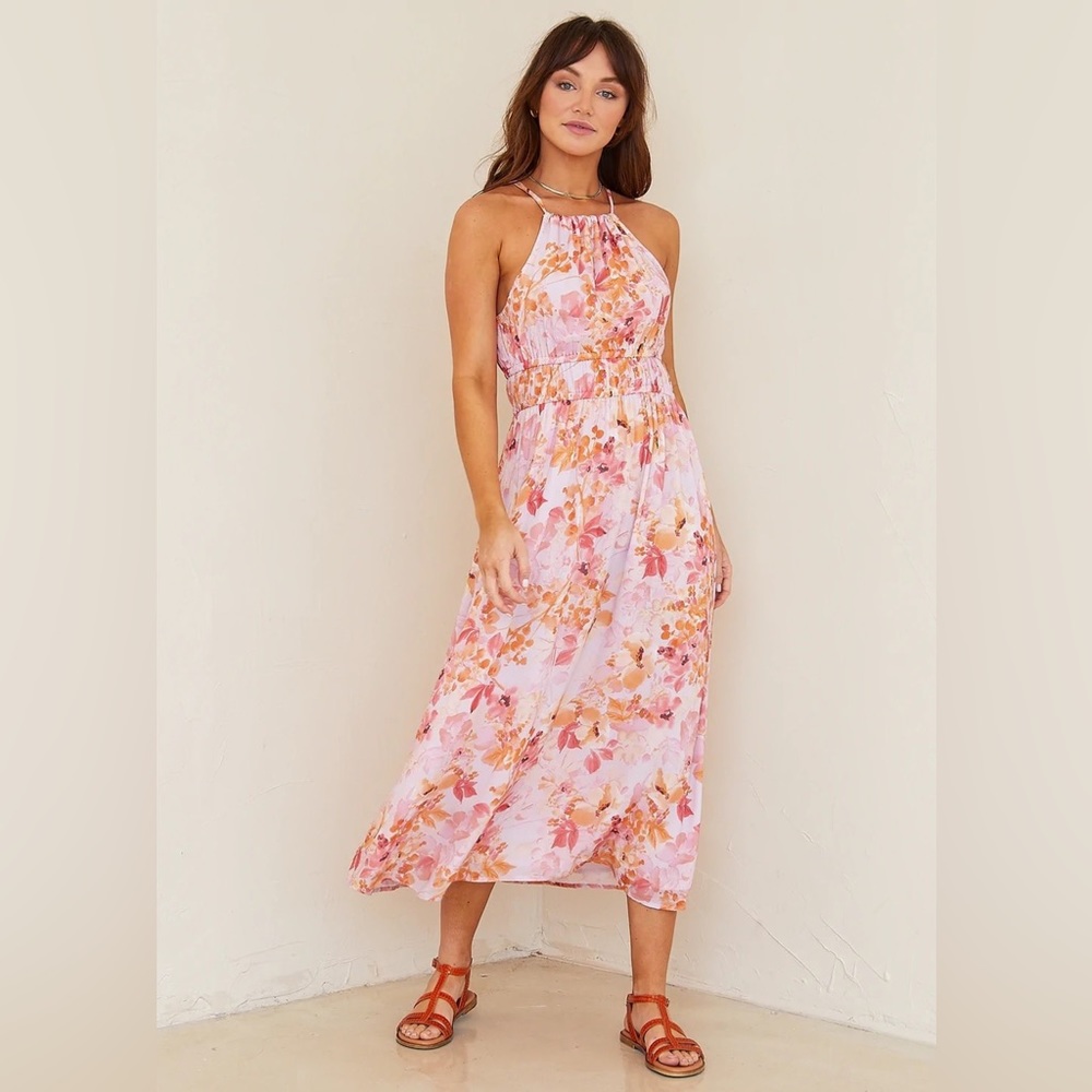 BELLA DAHL FLORAL MIDI DRESS